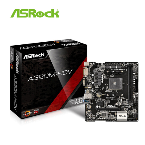 ASROCK — Carte mère A320M-HDV Super Alloy Micro-ATX, composant pour ordinateur de bureau, socket AM4, type de mémoire DDR4, capacité maximale de RAM 32 Go, connecteurs disque 1 ultra M.2, SATA 3, prises USB, VGA, HDMI ► Photo 1/6