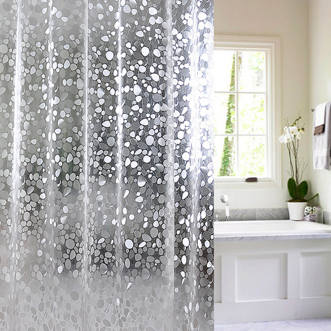 Rideau de douche en PVC 3D étanche | Rideau de salle de bains Transparent, blanc Transparent, rideau de salle de bain de luxe D35 ► Photo 1/6