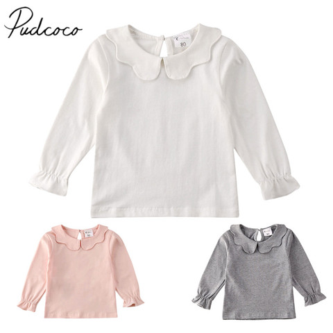 2022 bébé printemps automne vêtements enfant en bas âge enfant bébé fille à manches longues T-Shirt à volants Blouse dessus chaud pulls solide tenue 1-7T ► Photo 1/6