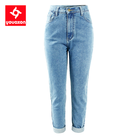 1886 Youaxon 100% coton Vintage taille haute maman Jean Femme bleu noir Denim pantalon Boyfriend Jean Femme pour femmes Jean ► Photo 1/6