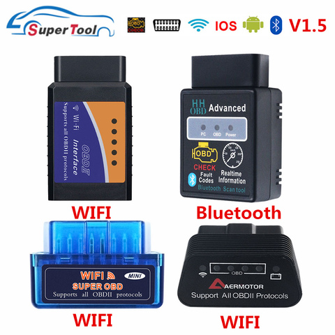 OBD2 Scanner automatique ELM327 Bluetooth/WIFI V1.5 OBDII ELM 327 BT/WI-FI 1.5 HHOBD HH OBD ELM327 Bluetooth V1.5/1.5 ELM 327 allumer ► Photo 1/6