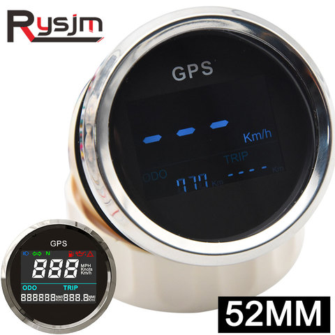 Mini compteur de vitesse GPS numérique 52mm + capteur de vitesse GPS antenne, moto bateau odomètre ATV UTV Marine 12V/24V ► Photo 1/6