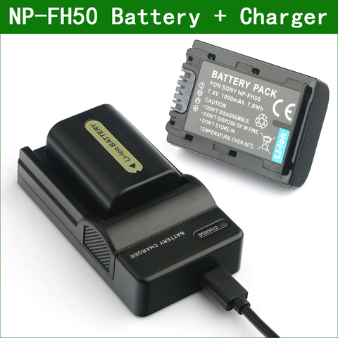 LANFULANG – appareil photo numérique NP-FH50, batterie + chargeur pour Sony NP FH30 FH40 FH60 FH70 FH100 DCR SR35 SR42 SR45 SR82 ► Photo 1/6