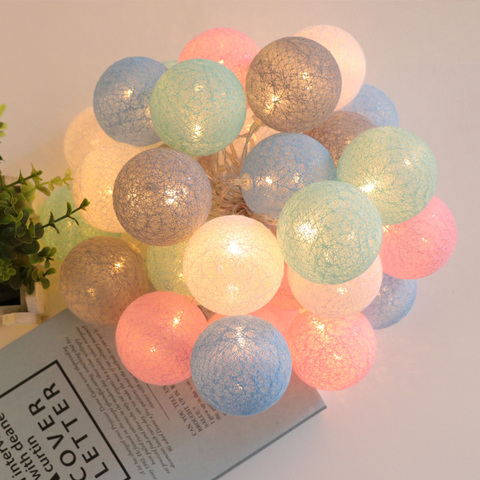 Guirlande lumineuse en boules de coton de 20 Led s LED, luminaire féerique pour maison, chambre d'enfant, fête de noël, jardin, décoration de vacances ► Photo 1/6