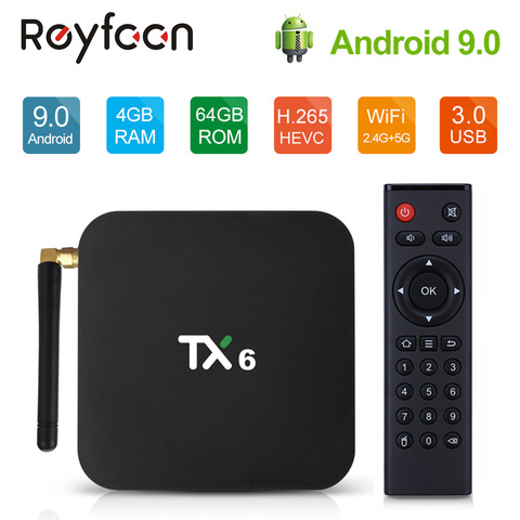 Android 9.0 TV Box TX6 4GB 64GB 5.8G Wifi Allwinner H6 Quad Core USB 3.0 BT4.2 4K médias Google Player Youtube décodeur TV Box ► Photo 1/5