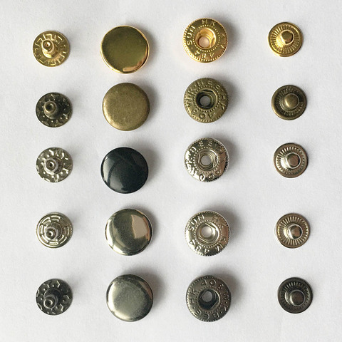 Boutons de pression en laiton et métal, 10 ensembles, 10/12/15mm, boutons de couture, fermetures à pression, pour vêtements artisanaux en cuir, bricolage ► Photo 1/6