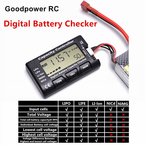 CellMeter-7 RC vérificateur de capacité de batterie numérique LiPo vie Li-ion Nicd NiMH testeur de tension de batterie vérifiant le compteur de cellules 7 ► Photo 1/6