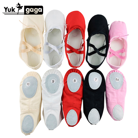 A02d2 Ballet pantoufles pour filles classique semelle fendue toile danse gymnastique bébé Yoga chaussures enfants danse chaussure femmes ballerine ► Photo 1/6