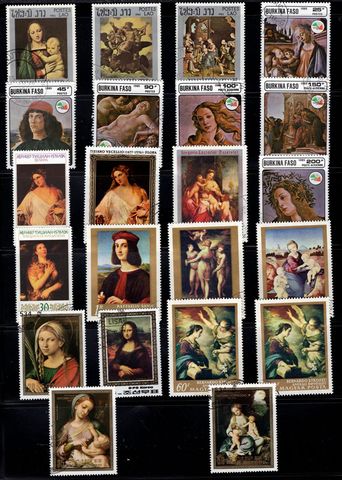 Timbres de peinture artistique, thème tout différent de nombreux pays, pas de répétition, collection de timbres-poste, 50 pièces/lot ► Photo 1/2