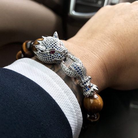 Mcllroy œil de tigre pierre Bracelet hommes femmes luxe Dragon fermoir à la main perles Bracelets de mode bijoux cadeau hommes Bracelets 2022 ► Photo 1/6