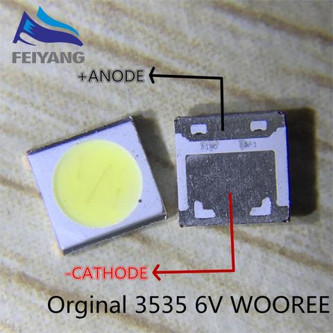 200 pièces WOOREE LED rétro-éclairage 2W 6V 3535 150LM blanc froid WM35E2F-YR09B-eA LCD rétro-éclairage pour Application TV TV ► Photo 1/4