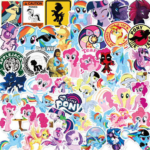 Stickers de dessin animé Hasbro My Little Pony, 50 pièces, autocollants de tasse de téléphone portable, autocollants décoratifs imperméables pour carnet de notes ► Photo 1/6