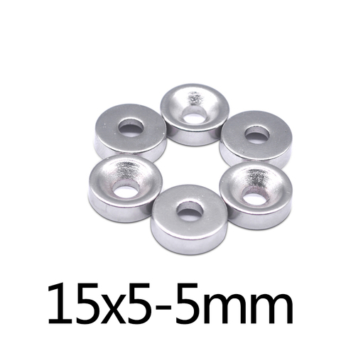 5 ~ 300 pièces 15x5-5mm N35 aimants Super puissants 15*5mm trou 5 mm Permanent néodyme magnétique fraisé rond aimant 15*5-5mm ► Photo 1/3