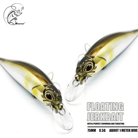 Thritop flottant vairon appât article chaud 75MM 8.5G 1 mètre de plongée 4 couleurs TP145 Jerkbait dur leurre pêche tacles ► Photo 1/6