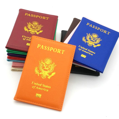 Couverture de passeport en cuir d'unité centrale de voyage personnalisé femmes rose USA porte-passeport couvertures américaines pour passeport filles pochette passeport ► Photo 1/6