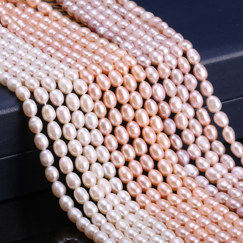 Perles de culture d'eau douce 100% naturelles en forme de riz, pour la fabrication de bijoux, DIY, 13 pouces ► Photo 1/6
