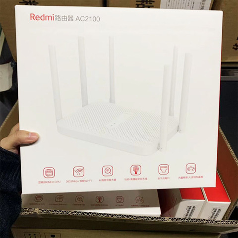 Xiaomi Redmi AC2100 routeur Gigabit 2.4G 5.0GHz double bande 2033Mbps routeur sans fil Wifi répéteur avec 6 antennes à Gain élevé plus large ► Photo 1/6