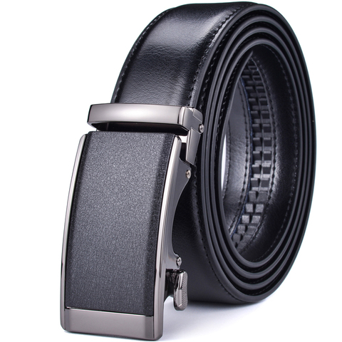 Ceinture habillée à cliquet en cuir véritable pour hommes avec boucle coulissante automatique taille: 70cm à 160cm ► Photo 1/6