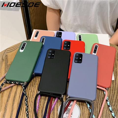 Bricolage Silicone liquide lanière étui de téléphone pour Samsung Galaxy A51 A71 S20 Plus S10 S9 S8 Plus A30 A50 A70 A21S Samsung S20 FE étui ► Photo 1/6