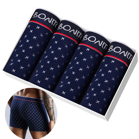 4 pièces Boxeurs homme Culotte Slip Homme Caleçon Boxeur Coton Pour Caleçon homme Homme Coton Grande Taille Lot Doux ► Photo 1/6