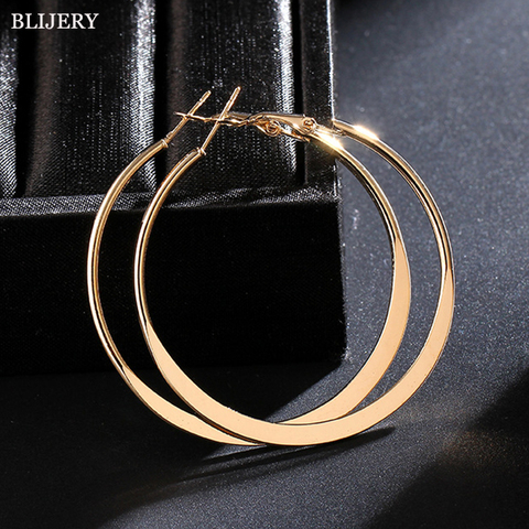 BLIJERY mode grand plat cerceau Boucles d'oreilles géométrique grand cercle Boucles d'oreilles pour les femmes Brincos Punk bijoux cadeau Boucles d'oreilles ► Photo 1/6