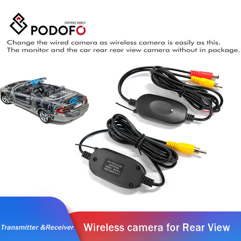 Podofo 2.4 Ghz sans fil caméra de vue arrière RCA vidéo émetteur/récepteur pour voiture rétroviseur moniteur sans fil voiture rétroviseur moniteur ► Photo 1/6