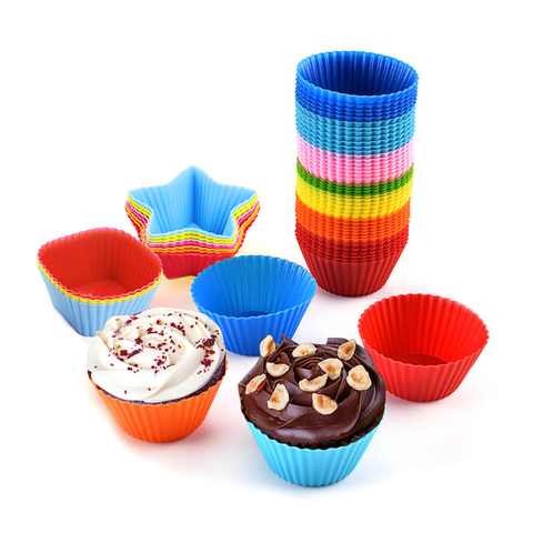 12 pièces/lot Silicone gâteau tasse ronde en forme de Muffin Cupcake moules de cuisson maison cuisine cuisine fournitures gâteau décoration outils ► Photo 1/6