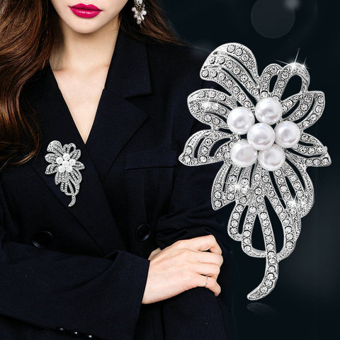 Vintage or couleur plaqué fleur broches pour femmes mariage strass Bouquet Bijoux broches vêtements Bijoux accessoires ► Photo 1/5