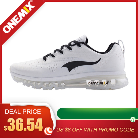 ONEMIX – chaussures de course pour hommes, baskets de sport, d'athlétisme, respirantes, en maille, noires et blanches, originales, nouvelle collection 2022 ► Photo 1/6