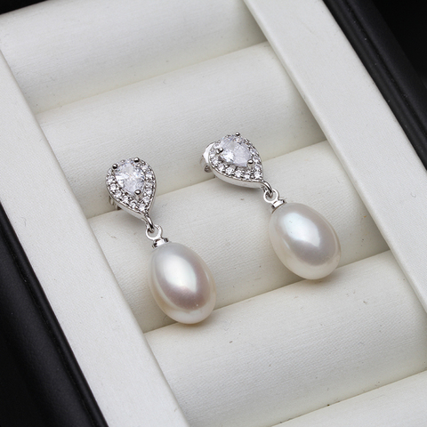 Mode mariage perle bijoux 925 boucles d'oreilles en argent Sterling naturel perle boucles d'oreilles pour les femmes fête anniversaire cadeau ► Photo 1/6