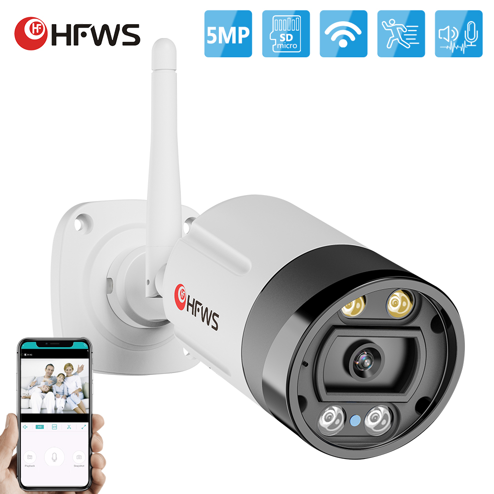 HFWVS – caméra de Surveillance extérieure IP Wifi HD 5MP, dispositif de sécurité sans fil, avec Vision nocturne et Audio bidirectionnel ► Photo 1/6