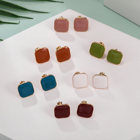 Clip d'oreille en émail coréen pour femmes, 6 couleurs, noir/blanc/rouge, bijoux à la mode, Simple, boucle d'oreille sans piercing, 2022 ► Photo 1/6