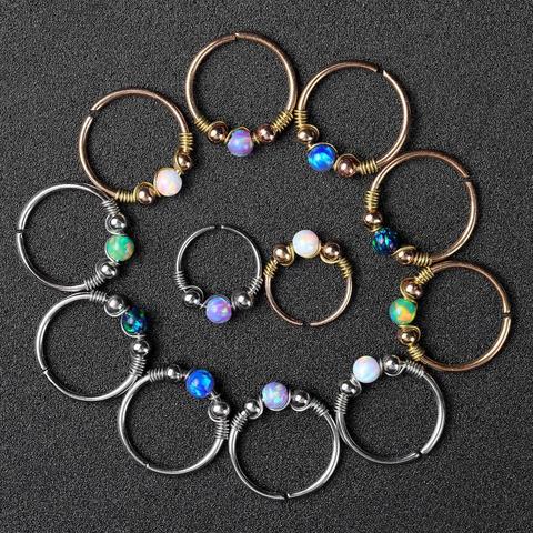 Anneau de Piercing Faux nez Boho, opale, boucle d'oreille en Faux Septum, à la mode, tricheur, nez, Cartilage, Tragus, 1 pièce ► Photo 1/6