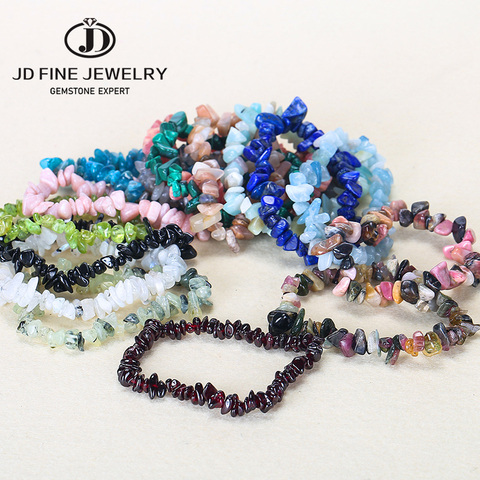 JD – Bracelet en pierre naturelle irrégulière, fait à la main, 7 Chakra, puce de cristal extensible, breloque en gravier, avec corde élastique, cadeau pour femmes ► Photo 1/6