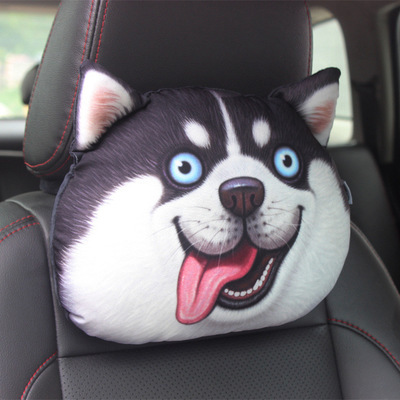 Nouveau mignon Animal voiture appui-tête Cool chien tête cou reste sieste coussin oreiller taille oreiller avec noyau + charbon actif coussins ► Photo 1/6