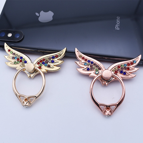 Support de téléphone portable avec ailes d'ailes d'ange, anneau de boucle en métal pour montre TV, paresseux incassable ► Photo 1/6