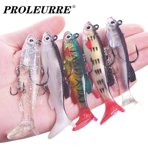 1 pièces 7.8cm 12g 3D yeux plomb souple leurre Silicone gabarits Wobblers triple crochets basse appâts artificiels ► Photo 1/6