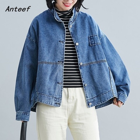 Manches longues grande taille surdimensionné jean jaket casual printemps lâche automne denim veste manteau femmes vêtements 2022 Cardigan vêtements d'extérieur ► Photo 1/6