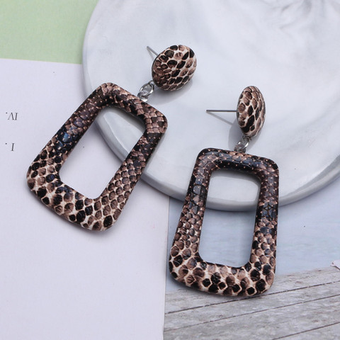 Boucles d'oreilles en creux géométriques pour femmes, Vintage, grands bijoux en peau de serpent, bijoux de fête, cadeau, nouveau style ► Photo 1/6