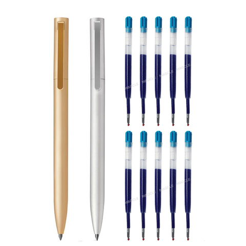 Stylo de signe en métal avec la recharge pour les stylos 0.5MM de stylo en métal de Xiaomi noir/encre bleue/rouge basse clé tournante lisse élégante pour des affaires ► Photo 1/6