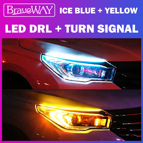 BraveWAY – autocollants de voiture étanches, clignotant (jaune) + DRL (blanc/bleu) LED, lumière du jour, accessoires de voiture T10 lampes LED W5W, Flash LED ► Photo 1/6