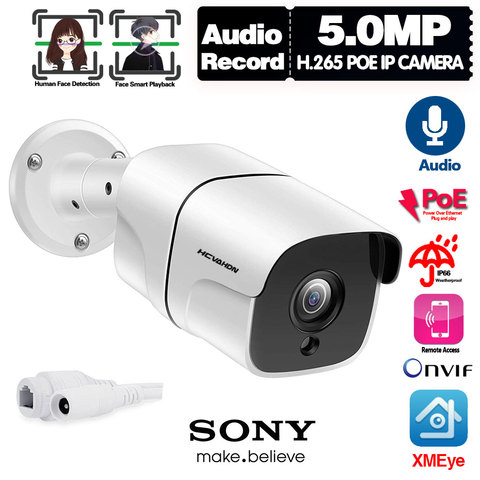 Caméra de sécurité Ip H.265 CCTV, vidéosurveillance réseau d'extérieur, étanche, 5mp, Surveillance à puces POE ► Photo 1/6