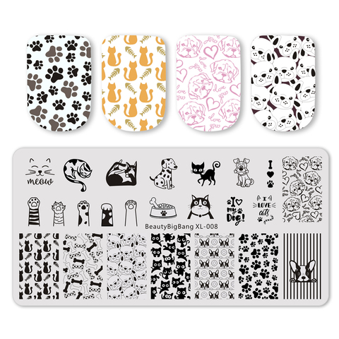 NOUVEAU BRICOLAGE Rectangle Chien Chat Animal Mignon Thème Plaques À Emboutir Nail Art Timbre Modèle Image Plaques Manucure Outils D'art D'ongle ► Photo 1/6