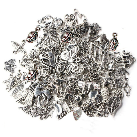 Perles Vintage mélangées d'argent tibétain pour la fabrication de bijoux, Bracelet et fermoirs artisanaux, 19 Styles, pendentif breloques ► Photo 1/6