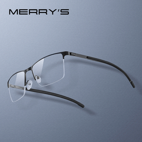 MERRYS-DESIGN de lunettes pour hommes, monture de lunettes, en titane pur, pour myopie carrée, cadre de lunettes, antidérapant, en Silicone, S2258 ► Photo 1/6