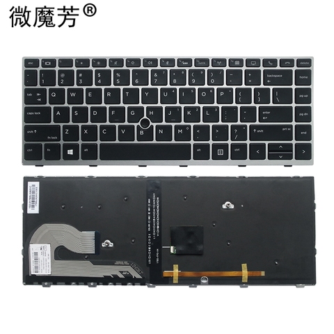 Nouveau clavier rétro-éclairé anglais pour HP EliteBook 840 G5 846 G5 745 G5 avec Point de souris noir L14378-001 américain L11307-001 ► Photo 1/4