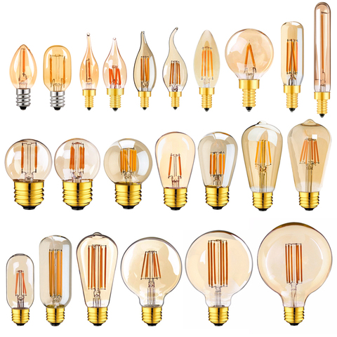 Lustre Vintage tubulaire, lampe à incandescence, lumière à intensité réglable, lumière à intensité réglable, lumière à Filament Led, 220 W, 1W, 2W, 3W, 4W, 6W, 8W, 0.5 K, E14 E27 2200 V ► Photo 1/6