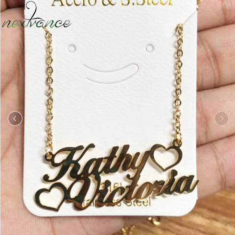 Nextvance – collier à deux cœurs avec nom personnalisé, en acier inoxydable, chaîne à pendentif créative pour amoureux, cadeau d'anniversaire pour femmes ► Photo 1/6