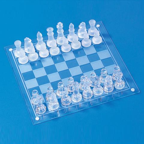 Faux verre transparent mat 25x25cm, échecs internationaux avec damier ► Photo 1/6