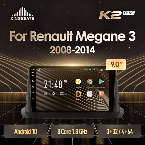 KingBeats Android 10 octa-core tête unité HU 4G en tableau de bord autoradio multimédia lecteur vidéo Navigation GPS pour Renault Megane 3 2008 - 2014 aucun dvd 2 din Double Din Android autoradio 2din ► Photo 1/6